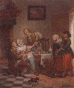 unknow artist, An interior with figures drinking and eating fruit